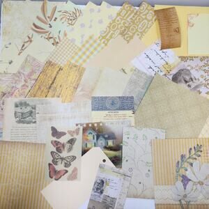 Ephemera Lot 40 Pieces Yellow Collection New & Vintage Junk Journal Craft Pack
